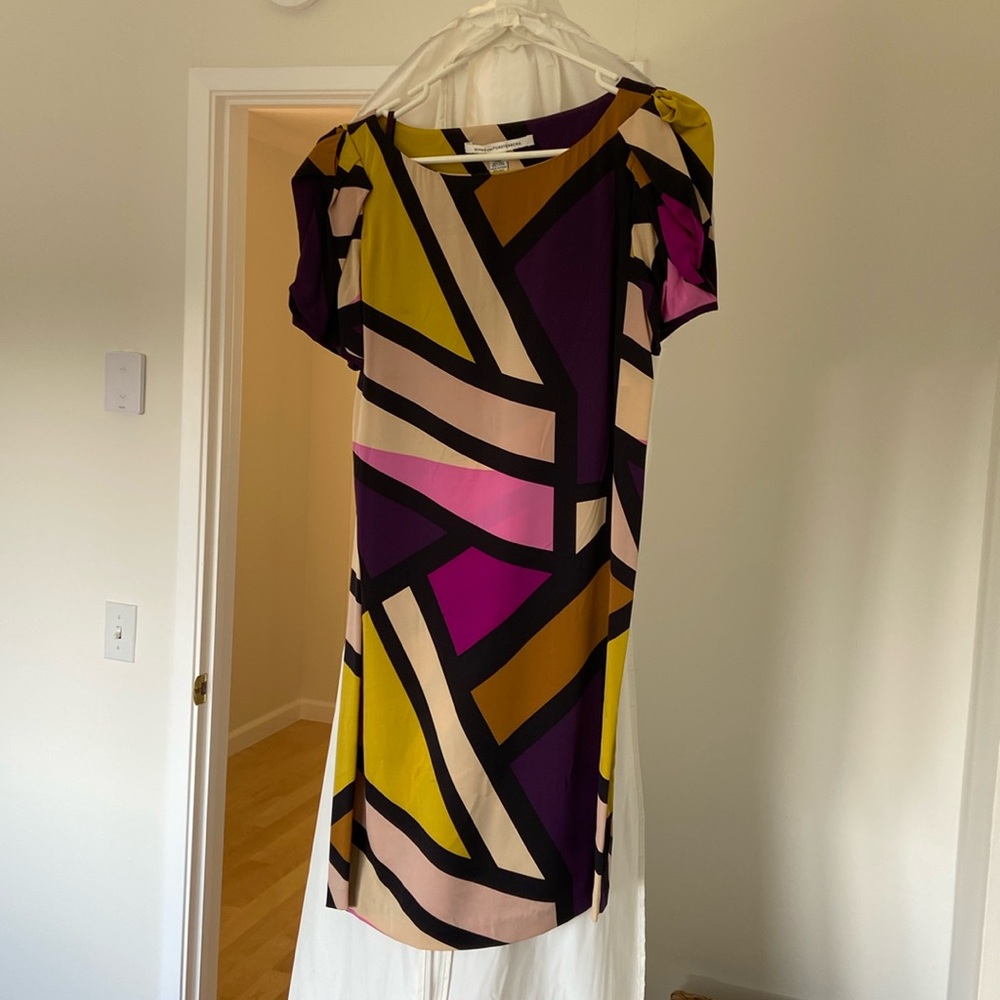 Diane von Furstenberg DVF Silk Blend Colorblock Graphic Dress Size 4